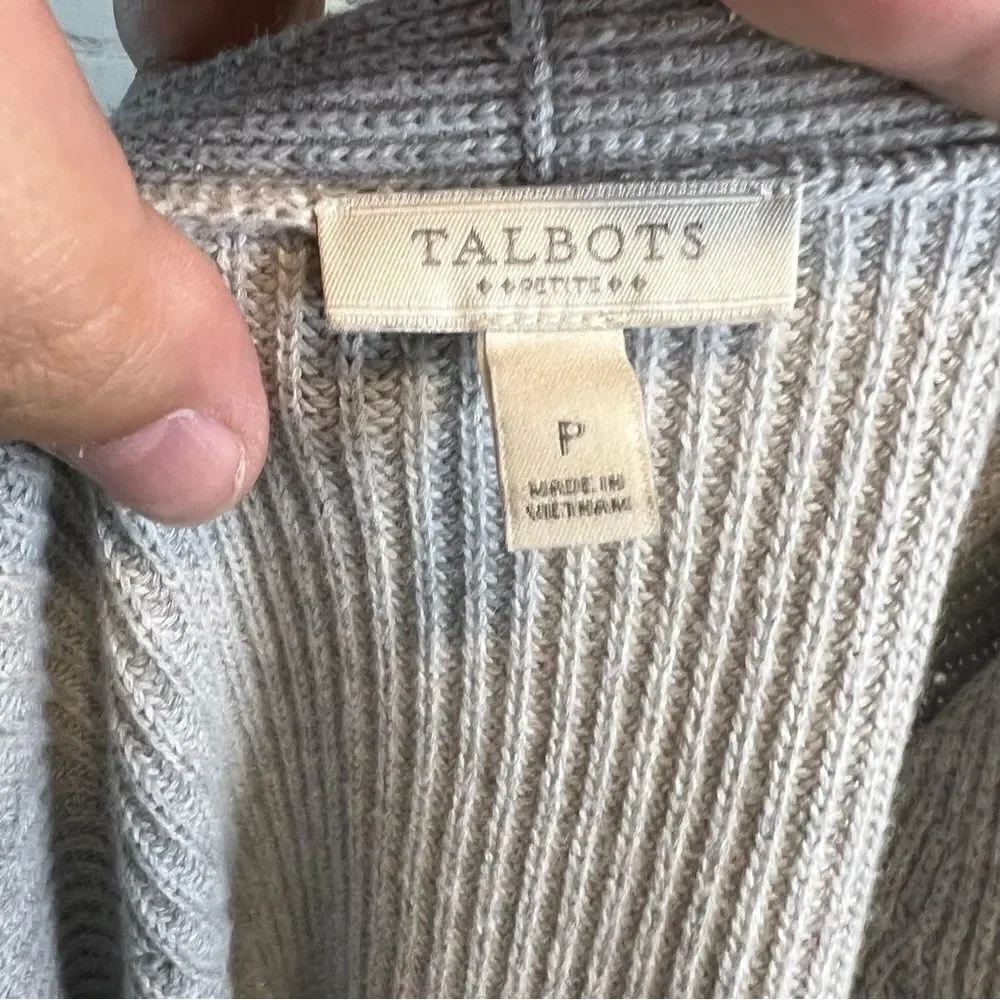 Talbots petite Open Cardigan Light Grey size P